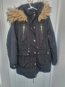 Rocawear Women's Classic Faux Fur Hooded Puffer Jacket Sz Large Black - Picture 1 of 14