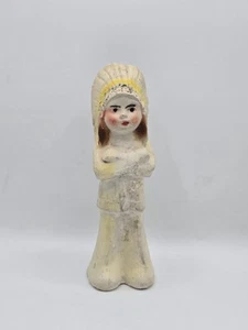 Vintage Native American with Head Dress Chalkware Statue - Picture 1 of 10