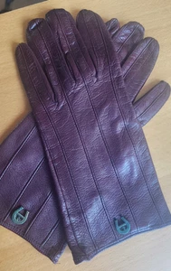 Guantes de cuero granate vintage Etienne Aigner talla 8 hechos en Italia años 70 raros - Imagen 1 de 12