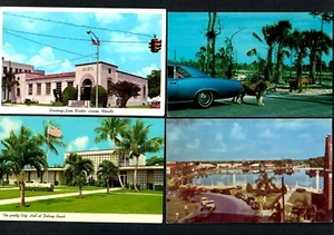 #784l (4) Pcs. Florida Vintage Auto's Lions, Mirror Lake, Delray City Hall - Picture 1 of 2