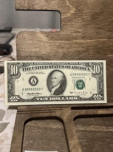 (( HIGH SERIAL NUMBER )) $10 1995 (( CU )) (( 99992503 )) Fancy Serial Number - Picture 1 of 4