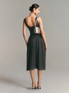 reformation Women's sleeveless black polka dot dress long dress - Picture 1 of 15