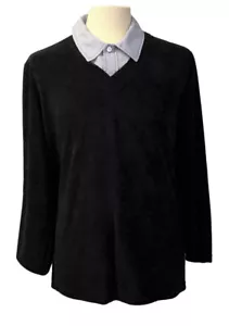 Prenda para hombre con cuello en V acanalada cuello en V de terciopelo con cuello de camisa simulado - azul marino - Imagen 1 de 10