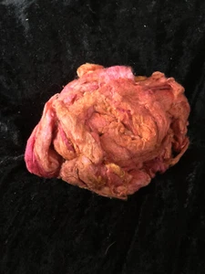 MoBair Silk Noils Hand Dyed Painted Random Peach Orange Cerise colours 20gm - Picture 1 of 3