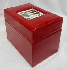 Schöne Gibson rot Kunstleder REZEPTBOX 4"x6" mit neuer Kartenpackung; Datei Kartei Box - Bild 1 von 8