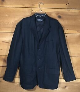 Polo Ralph Lauren 3 Button 100% Linen Blazer Jacket Mens Size XL Casual Navy