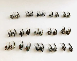 Lot of 15 Signed LIZ PALACIOS Crystal Rhinestone Silver & Gold Tone Earrings - Picture 1 of 17