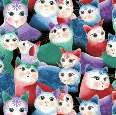 Cat-I-Tude 2: Sweetheart Cats Multi Cotton Fabric 110cm Wide (per metre) - image 1 of 2