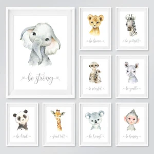 Safari Animal Baby Nursery Posters Prints Children's Bedroom Wall Art Pictures - Picture 1 of 19