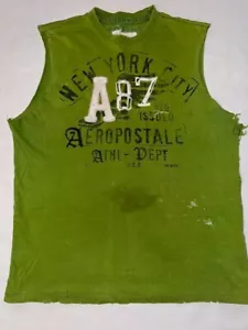 Camiseta Aeropostale Sin Mangas Verde Adulto Talla M Triturada Destruida Grunge - Imagen 1 de 13