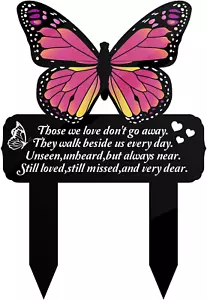 Memorial Stake Markers for Cemetery Grave Sympathy Acrylic Butterfly Plaque for  - Picture 1 of 12