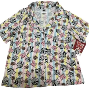 Tom & Jerry Cartoon Women's PJS Pajama Set Shirt & Short Size Large NWT Cute Fun - Picture 1 of 4