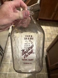 Meadow Brook Farms Dairy ACL Half Gallon Milk Bottle Peoria Illinois IL - Picture 1 of 9