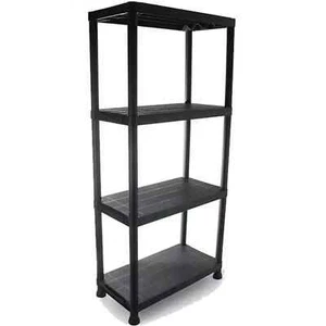 4 Tier Shelf Shelving Rack Shelves Plastic Racking Home Storage Unit Black - Picture 1 of 4