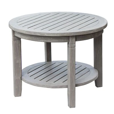 Mesa auxiliar de patio Cambridge informal Arie de madera de teca, gris desgastado Foto 1 de 4