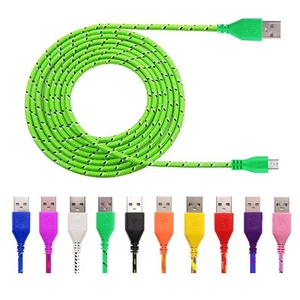 3M/10Ft Long Braided Micro USB Data & Sync Charger Cable Cord For Smart Phones - Picture 1 of 14