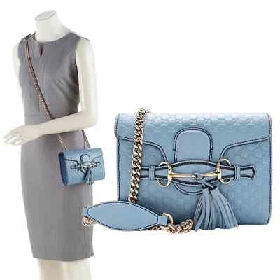 NEW Gucci Mini Emily Guccissima Crossbody Bag Mineral Blue - Изображение 1 из 4