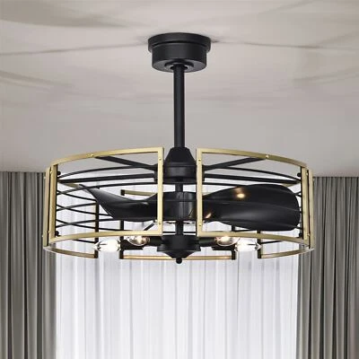 Veit 24 Inch Matte Gold Cage Design Fandelier - Image 1 of 4