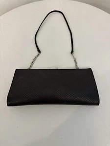 ZENITH MADE IN CANADA BLACK SNAKESKIN PRINT LEATHER CLUTCH SHOULDER HANDBAG - Picture 1 of 10