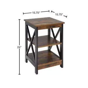 Convenience Concepts End Table 15.75" W, Barnwood/Black Standard Square MDF - Picture 1 of 5