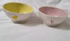 RAE DUNN by Magenta Pink Bunny Hop/Yellow Chick Chirp Footed Cereal Bowls