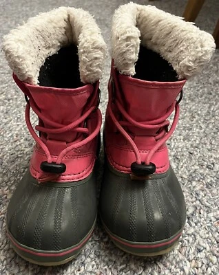 Botas de nieve Sorel Yoot Pac de nailon para niños - EE. UU. Talla 13 usadas - Rosa Foto 1 de 4