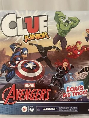 Hasbro Clue Junior Marvel Avengers Board Game Loki's Big Trick Complete - Image 1 of 4