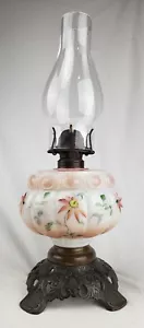 Antique Fostoria P&A Gone with Wind Painted Floral Parlor Kerosene Oil Lamp GWTW - Picture 1 of 16