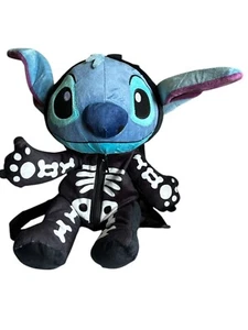 NEW - Disney Stitch Plush Backpack Halloween Skeleton Bag HTF 13" - Picture 1 of 6