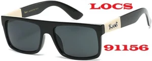 Locs New 91156 Black Sunglasses Designer Ivory Arms Men Gangster Squared Flat - Picture 1 of 2