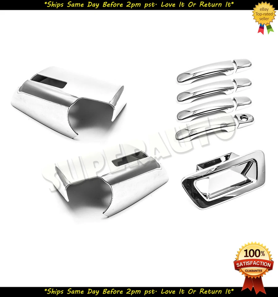 PARA GMC ACADIA 2007-2012 COMBO ESPEJOS RETROVISORES CROMADOS + MANIJAS DE 4 PUERTAS + CUBIERTAS DE PORTÓN TRASERO MOLDURAS Foto 1 de 3