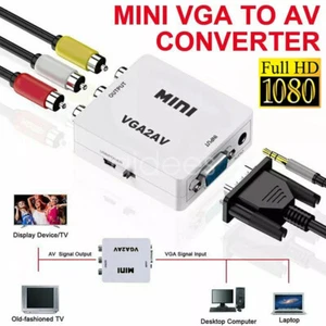 Caja adaptadora convertidor compuesto 1080P VGA a AV VGA a RCA con audio PC a TV A - Imagen 1 de 20