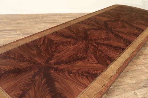 12ft Mahogany Dining Room Table Satinwood Inlaid Double Pedestal Duncan Phyfe Cover