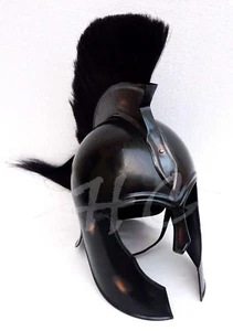 Best look Medieval Greek Corinthian Troy Helmet W/Black Plume Armor Reenactment - Picture 1 of 7