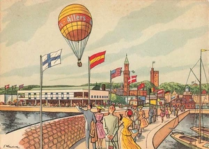 1955 Helsingborg H55 Holländischer Ballon Erstbesteigung Schweden illustrierte Postkarte - Bild 1 von 2