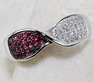 Ring 2 kt behandelter Rubin & Topas 925 massiv Sterlingsilber Größe 6 & 1-1 - Bild 1 von 3