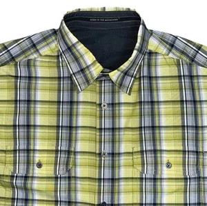 Kuhl Mens Eluxur Response Button-Up Short Sleeve Plaid Green Outdoor Shirt Large - Picture 1 of 12