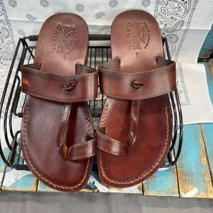 NUOVI sandali biblici in pelle cammello mercato della Terra Santa stile Yashua da uomo taglia 15/16 - Foto 1 di 9