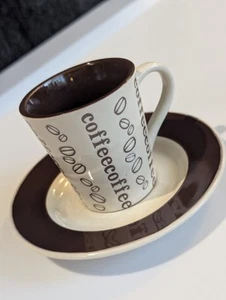 Mini Coffee Cup & Saucer, Home Essentials Brown & Cream, Espresso Mocha Mug - Picture 1 of 15