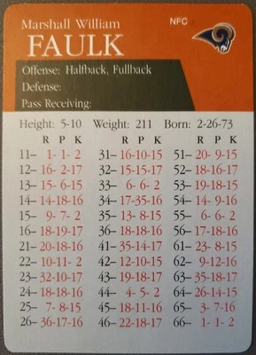 APBA NFL Pro Bowl Edition 2000 Marshall Faulks Salón de la fama Foto 1 de 2