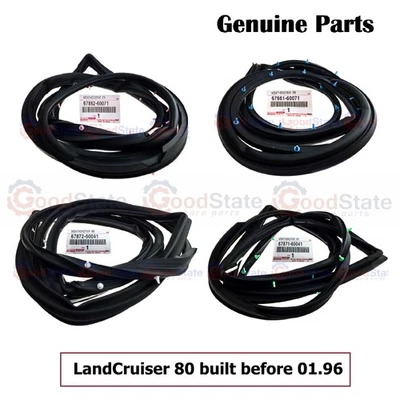 Genuine Toyota LandCruiser 80 Series FZJ Front Rear LH RH Door Rubber Seal Set - Image 1 of 4