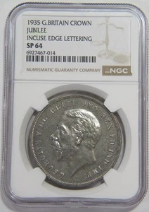 GREAT BRITAIN CROWN KING GEORGE V 1935 NGC SP64 SPECIMEN SILVER WORLD COIN ๐โญ๐ - Picture 1 of 2