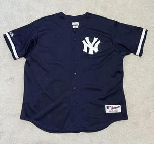 Vintage New York Yankees Jersey Mens 2XL Navy Mesh MLB Baseball Made USA 90s - Picture 1 of 16