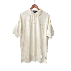 Vtg NWT Polo Ralph Lauren Ivory Polo Shirt Blue Pony Insignia Mens XL Irregular - Picture 1 of 4