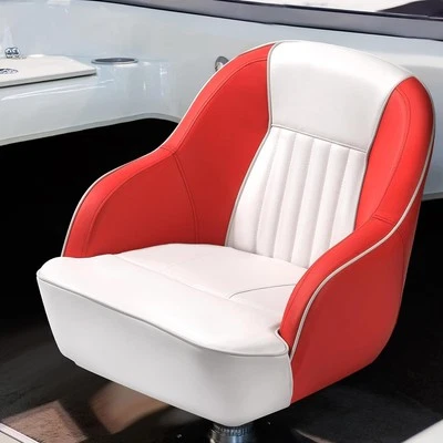 1 pc Boat Seat Captain Bucket Seat Fishing Pontoon Chair (White/Red) Foto 1 de 4