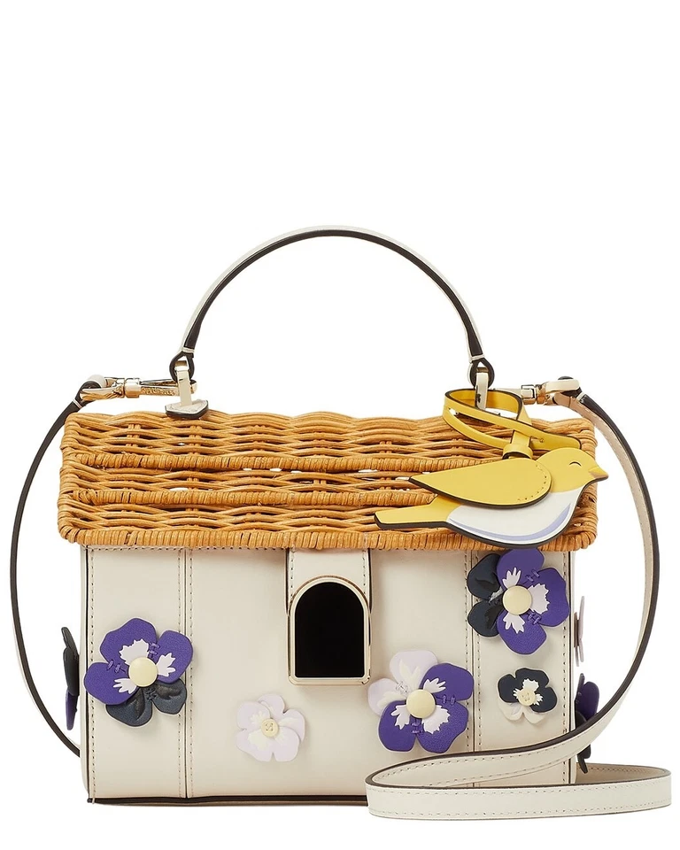Kate Spade Leather & Wicker Wild Petal Bird House Crossbody Bag - Image 1 of 4