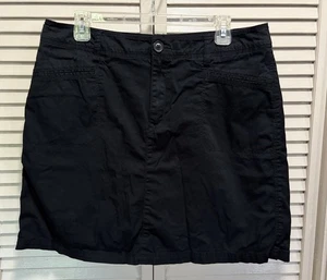 Croft & Barrow Soft Denim Skort Size 14 Black Pockets Zip High Rise Logo Summer - Picture 1 of 8