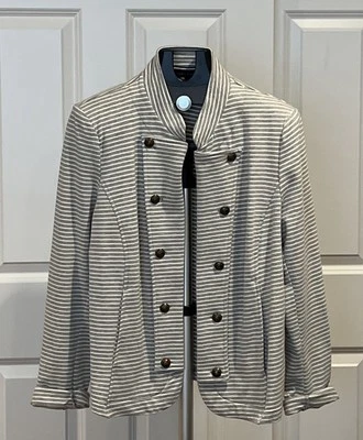 Tommy Hilfiger Chaqueta Gris Blanco Militar Capitán Abierto Blazer Mujer XL Foto 1 de 4