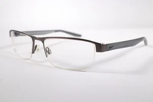 Nike Eyeglasses N 8137 075 Men Grey Semi-Rimless Metal Eyewear Glasses Frames - Picture 1 of 4