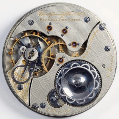 ILLINOIS MONTGOMERY WARD SPECIAL THIN MODEL 17J 16S POCKET WATCH MVT - Image 1 of 3